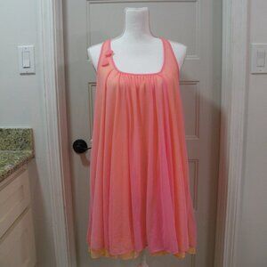 Betsey Johnson_L_used_pink and orange dress - sheer dress_sleeveless